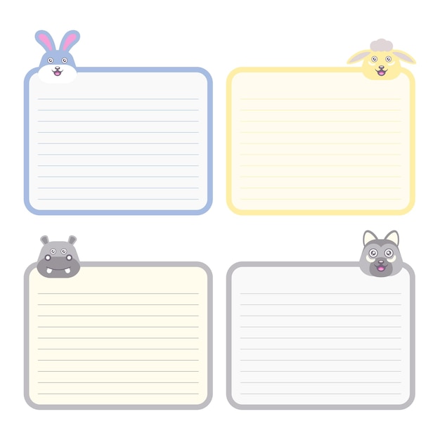 Printable cute animal note vector