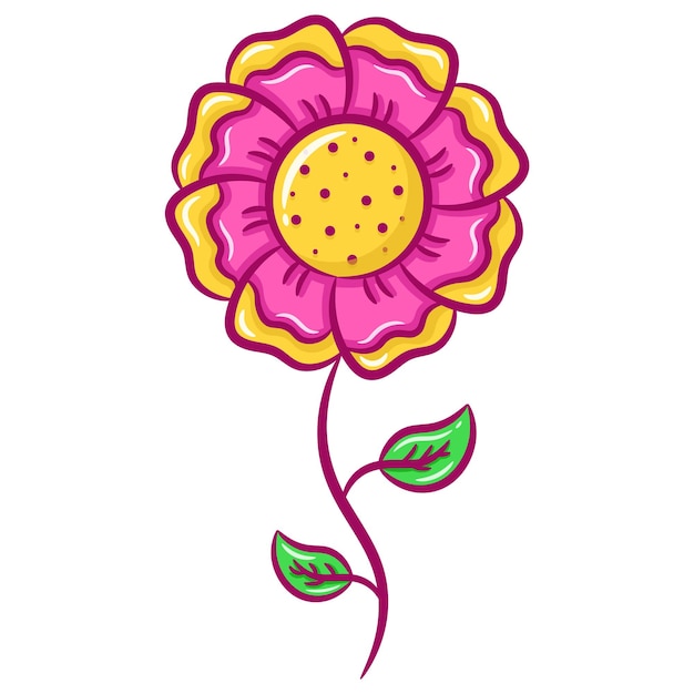 Vector printable cute drawing flower for school and kids