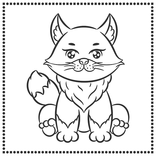 Printable cute drawing fox sketch for coloring