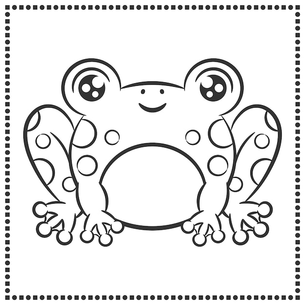 Vector printable cute drawing frog sketch for coloring