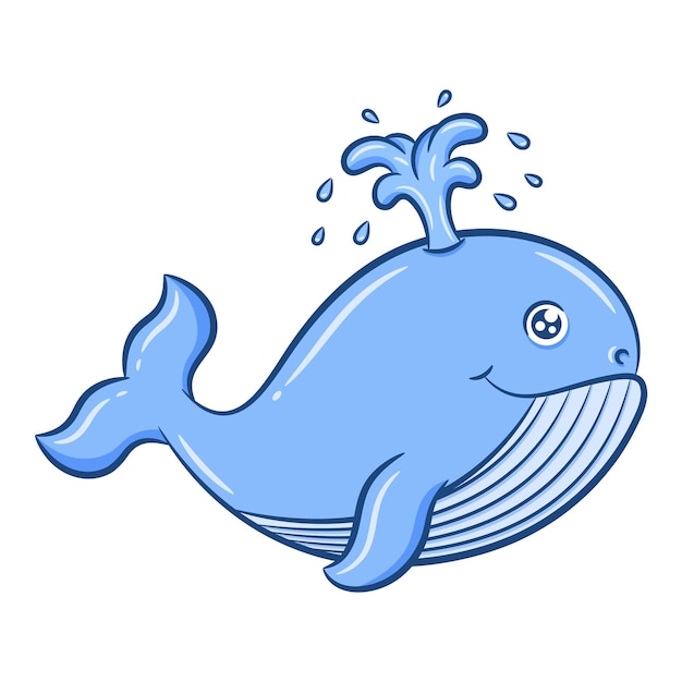 Vector printable cute drawing whale for school and kids