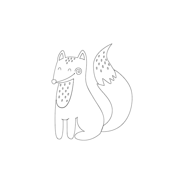 Printable a cute fox drawing for coloring