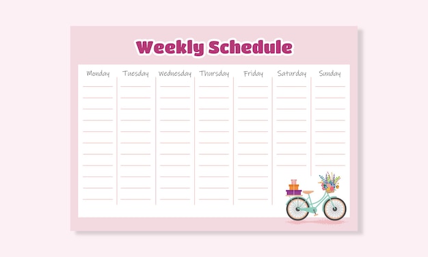 Vector printable cute weekly schedule