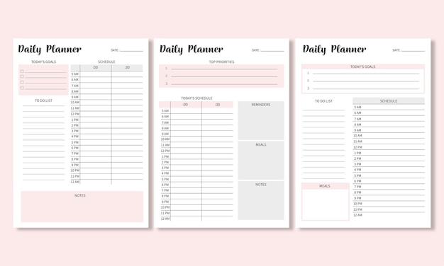 Printable daily planner set