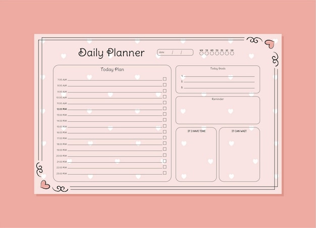 Vector printable daily planner templates to customize