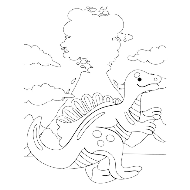 Vettore dinosauro stampabile disegni da colorare per bambini premium vector