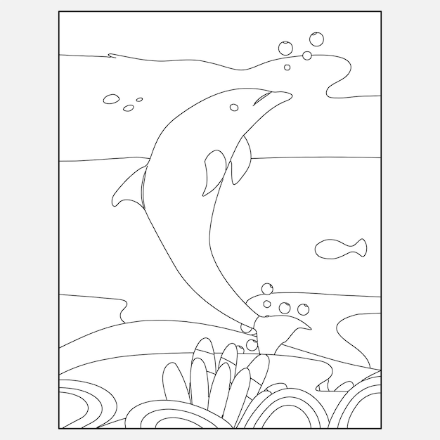 子供のための印刷可能なイルカの海の動物のぬりえ