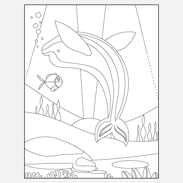 Printable dolphin ocean animals coloring pages for kids