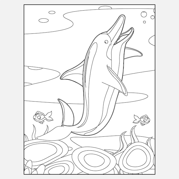 Printable Dolphin Ocean Animals Kleurplaten voor kinderen