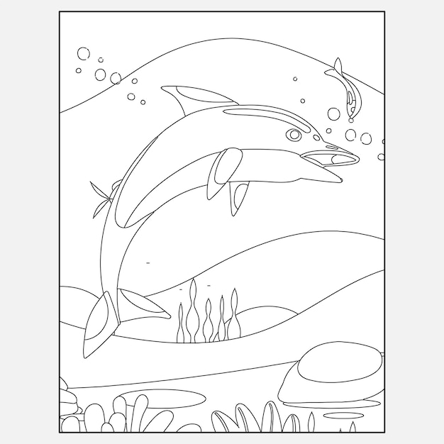 Printable Dolphin Ocean Animals Kleurplaten voor kinderen