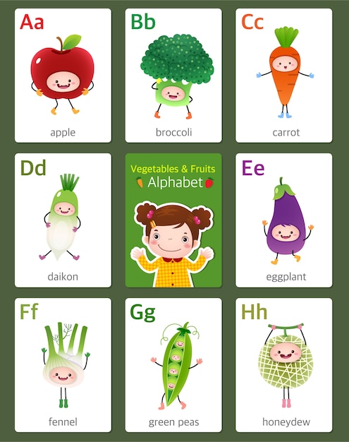 printable flashcard English alphabet from A to H