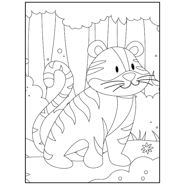 Раскраски лесные животные для печати для детей Premium векторы