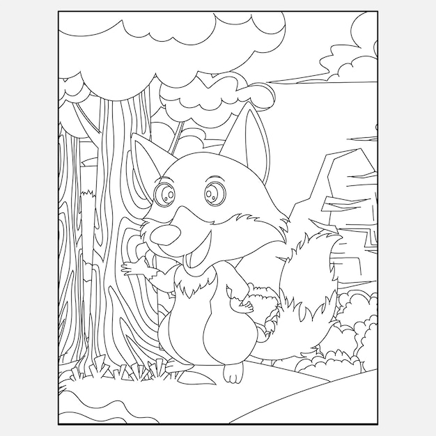 Printable Fox Forest Animals Coloring Pages for Kids