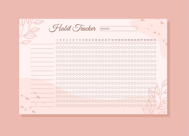 Vector printable habit tracker planner templates to customize