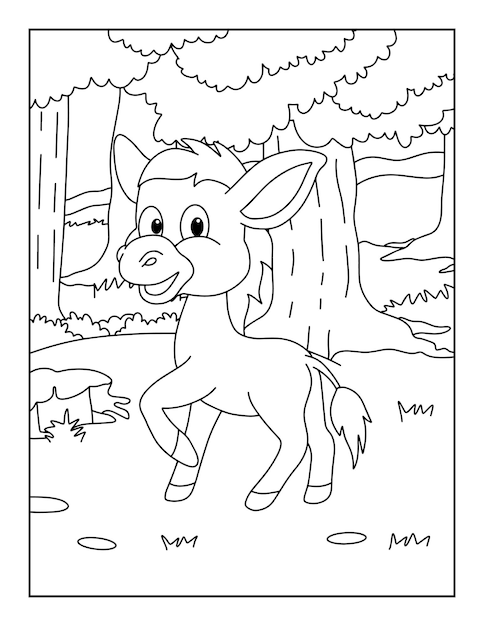 Vettore disegni da colorare di cavalli stampabili per bambini