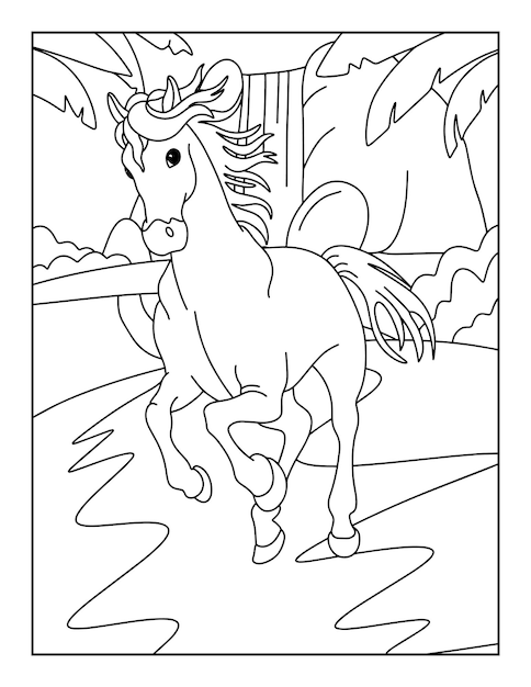 Premium Vector | Printable Horse Coloring Pages For Kids