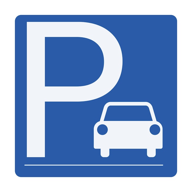 Printable isolated rectangle square blue and white parking area car or motor vehicle park lot