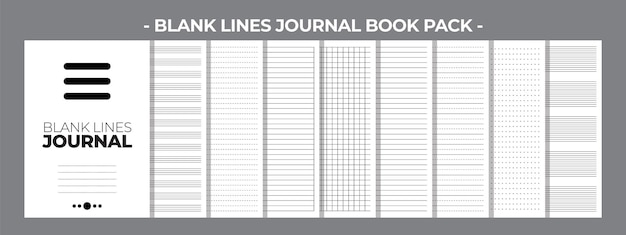 Vettore modello di progettazione vettoriale di kdp blank lines journal book stampabile