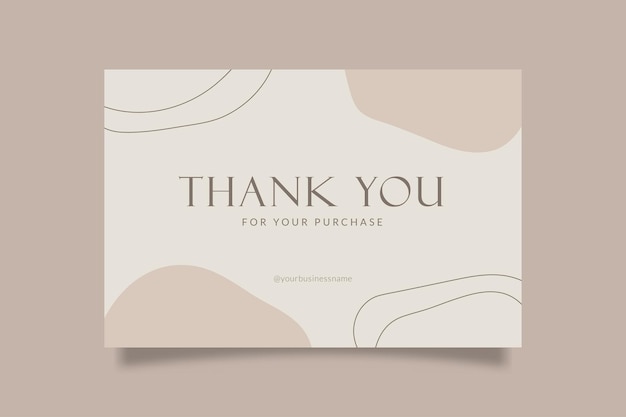 인쇄 가능한 럭셔리 감사 카드 템플릿 작은 온라인 비즈니스를 위해 잎자루와 크림 배경으로 장식 스파 아름다움 패션 화장품 브랜드에 적합합니다