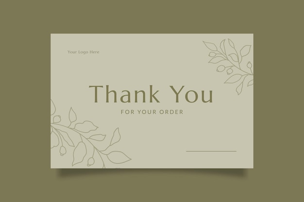 Printable Luxury Thank You Card Template for Small Online Business Decorated with Foliage and Cream Background Suitable for Spa Beauty Fashion Cosmetic Brand