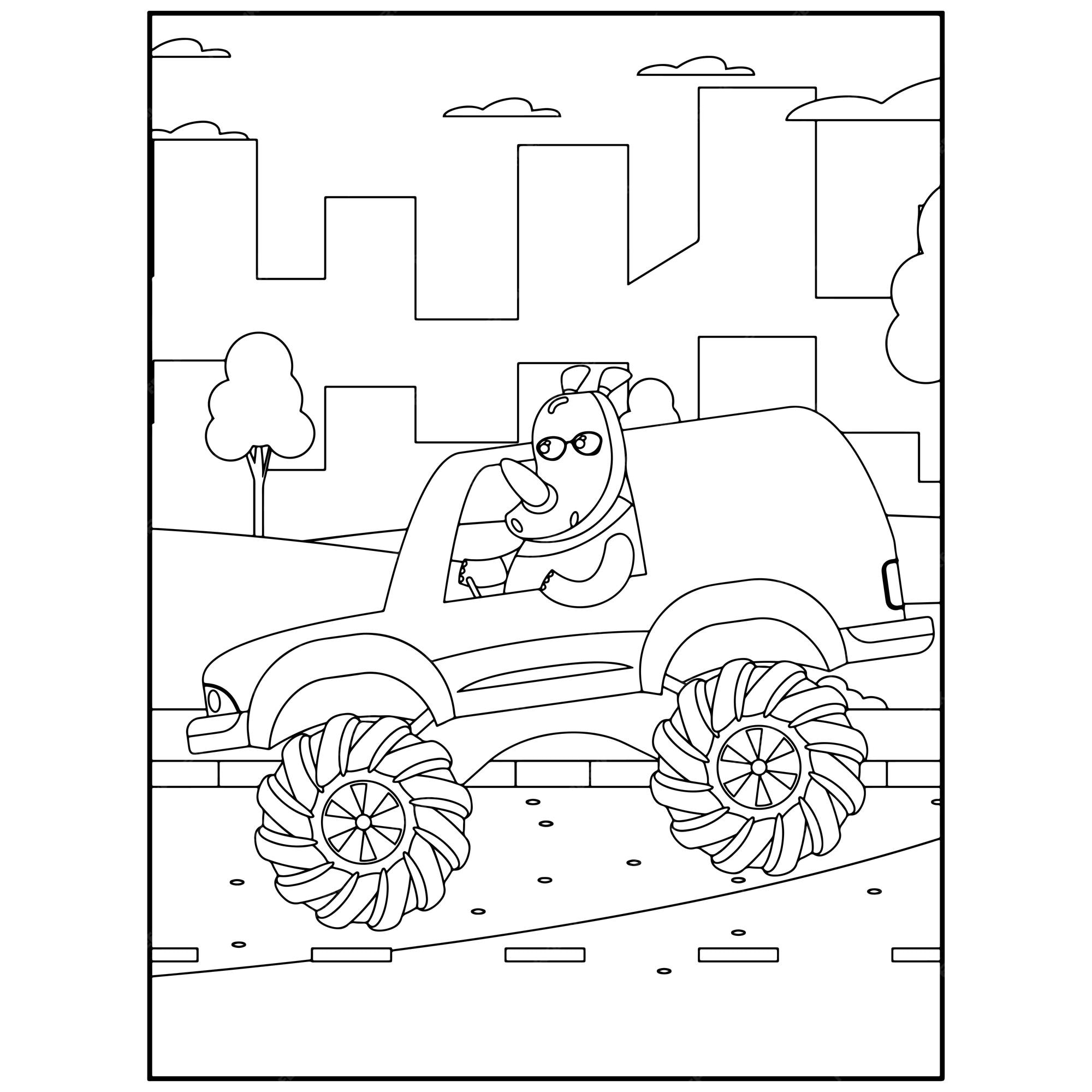 Premium Vector  Printable monster truck coloring pages for kids premium  vector