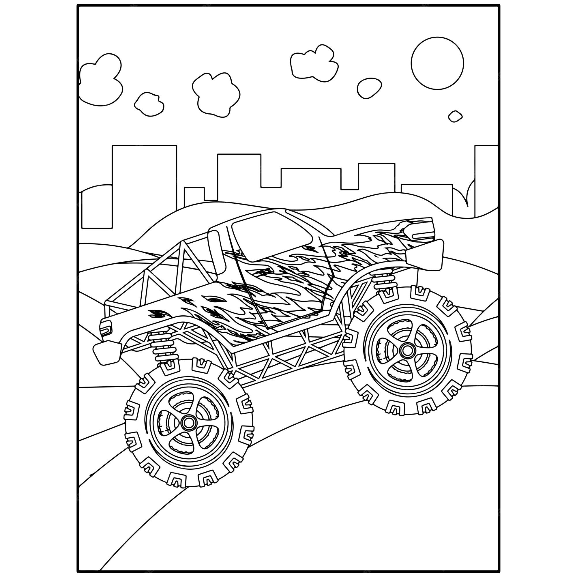 Premium Vector  Printable monster truck coloring pages for kids premium  vector