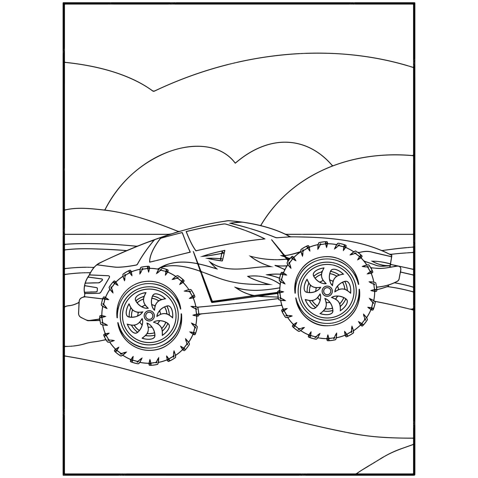 Premium Vector  Printable monster truck coloring pages for kids premium  vector