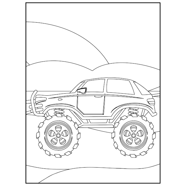 Printable Monster Truck Coloring Pages For Kids Premium Vector