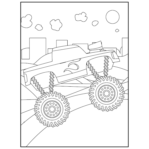 monster truck crushing car coloring pages