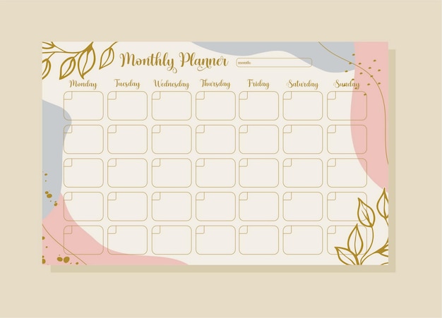 Printable Monthly planner templates to customize