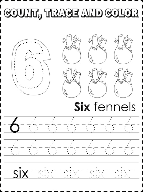 Printable Number Tracing Раскраски для Детей Премиум векторы