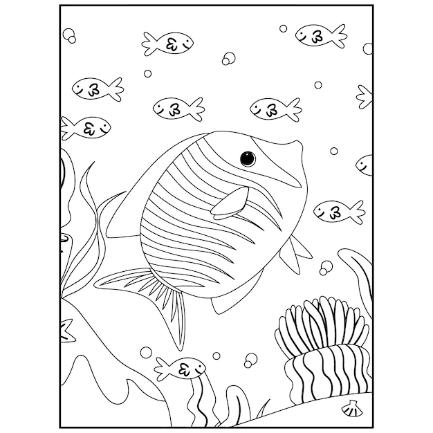 Printable Ocean Animals Coloring Pages For Kids Premium Vector