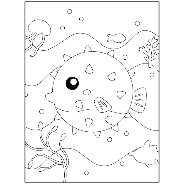 Printable Ocean Animals Coloring Pages For Kids Premium Vector