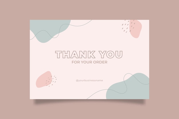 Printable Pink Blue Pastel Thank You Card for Online Small Business Decorated with Blob and Stroke Object