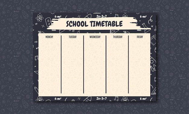 Vector printable school timetable