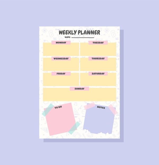 Printable school weekly planner