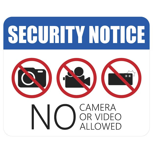 Vector printable security notice label sign no camera phone allowed do not take picture and video with rou