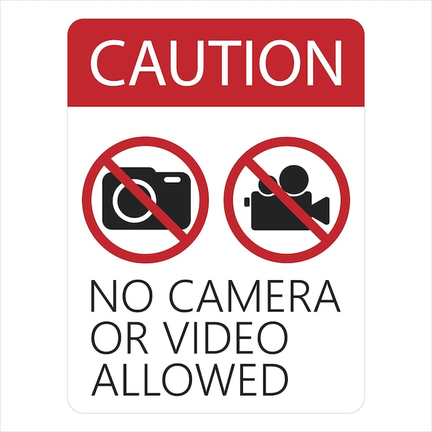 Vector printable security notice label sign no camera phone allowed do not take picture and video with rou