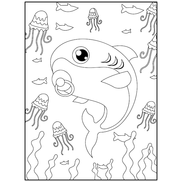 Printable Shark Coloring Pages For Kids Premium Vector