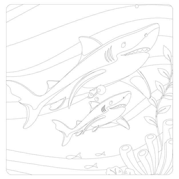 Printable shark coloring pages for kids