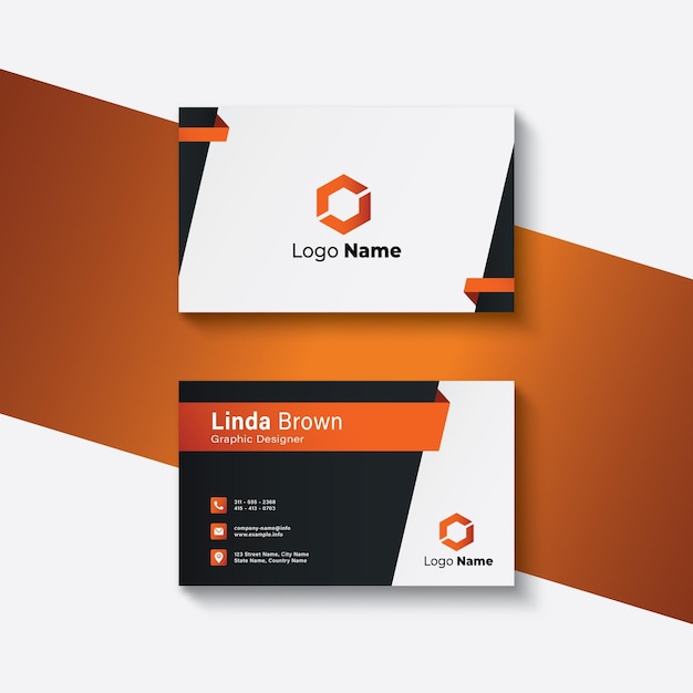 Printable simple orange corporate identity business card template design