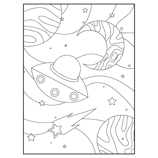 Printable space coloring pages for kids premium vector