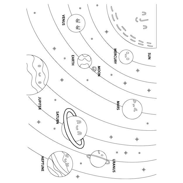 Vector printable space coloring pages for kids premium vector