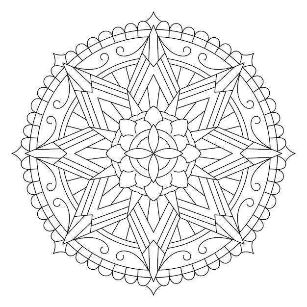 Printable star mandala coloring page for adult