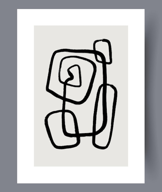 印刷可能な壁アートベクトルposte。スカンジナビアのインテリアのための手描きのミニマリズムデザイン。
