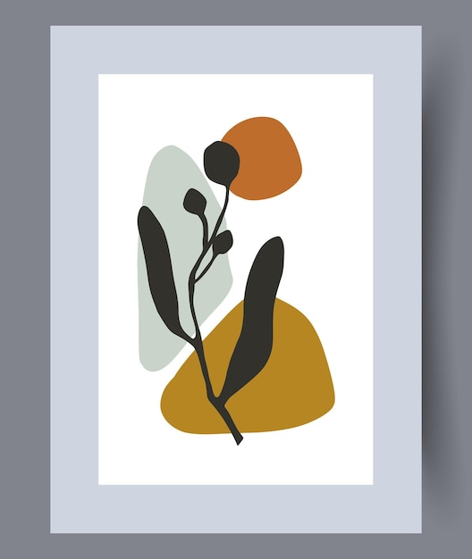 Printable wall art vector poster. Hand drawn minimalism design for scandinavian interior.