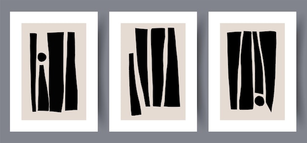 Printable wall art vector poster set. hand drawn minimalism design for scandinavian interior.