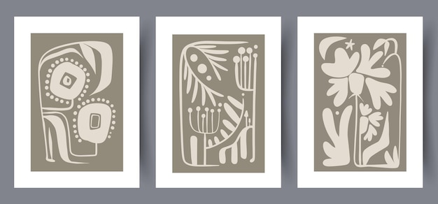 Набор векторных плакатов для печати на стенах Скандинавский абстрактный векторный набор для печати для современного интерьера Дизайн плакатов для печати
