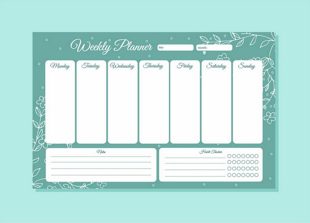 ベクトル カスタマイズできる印刷可能なウィークリー プランナー テンプレート