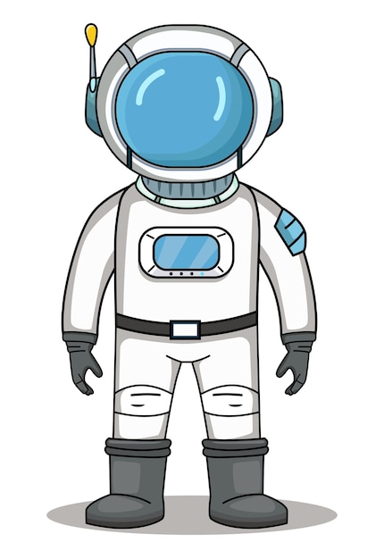 Vector printastronaut cartoon personage staan op een witte achtergrond